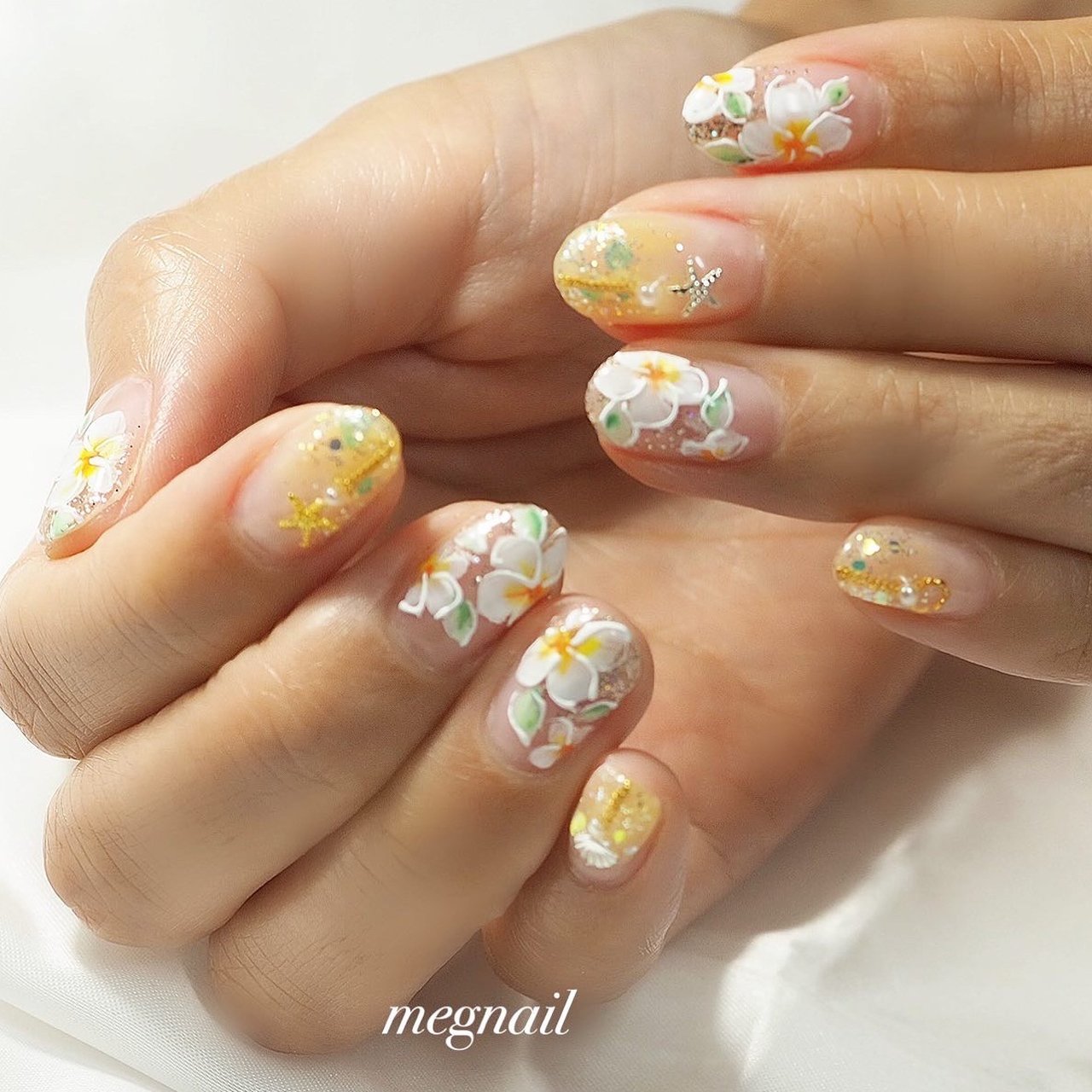 プルメリアリゾートネイルアート♡Plumeria Resort Nails