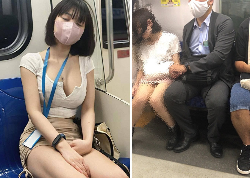 電車の中でエッチな隣人熟女とのデートと危険なセックス - Djelka