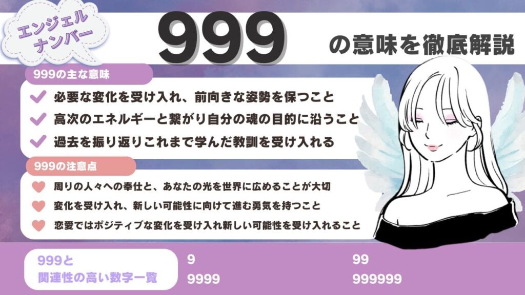 エンジェルナンバー「999」の意味とは？ツインレイとの関係、恋愛、仕事、金運、宝くじについて | 占いWICH