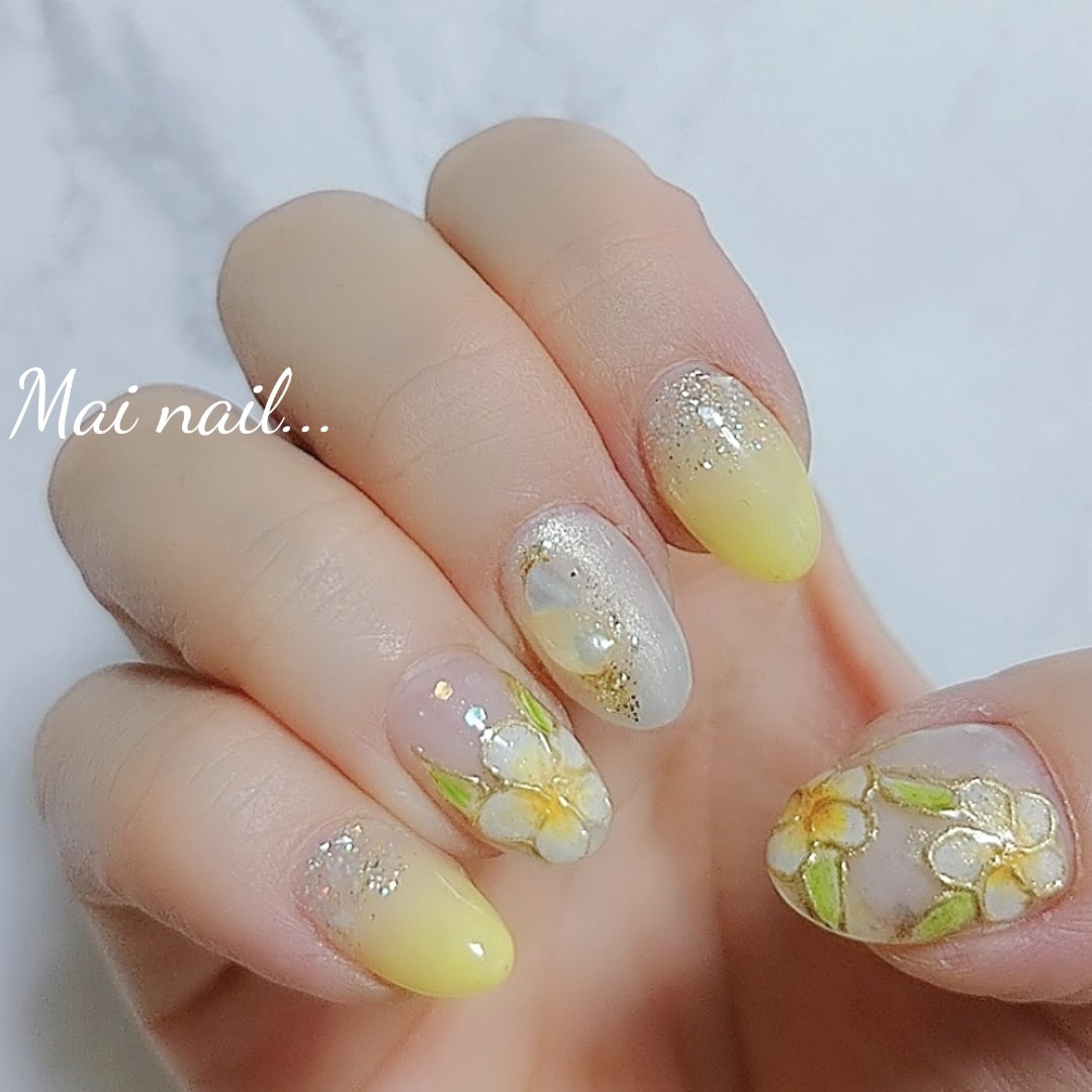 お任せデザインです💅, 海とプルメリアにしてみました😊, めちゃくちゃ可愛い😍,