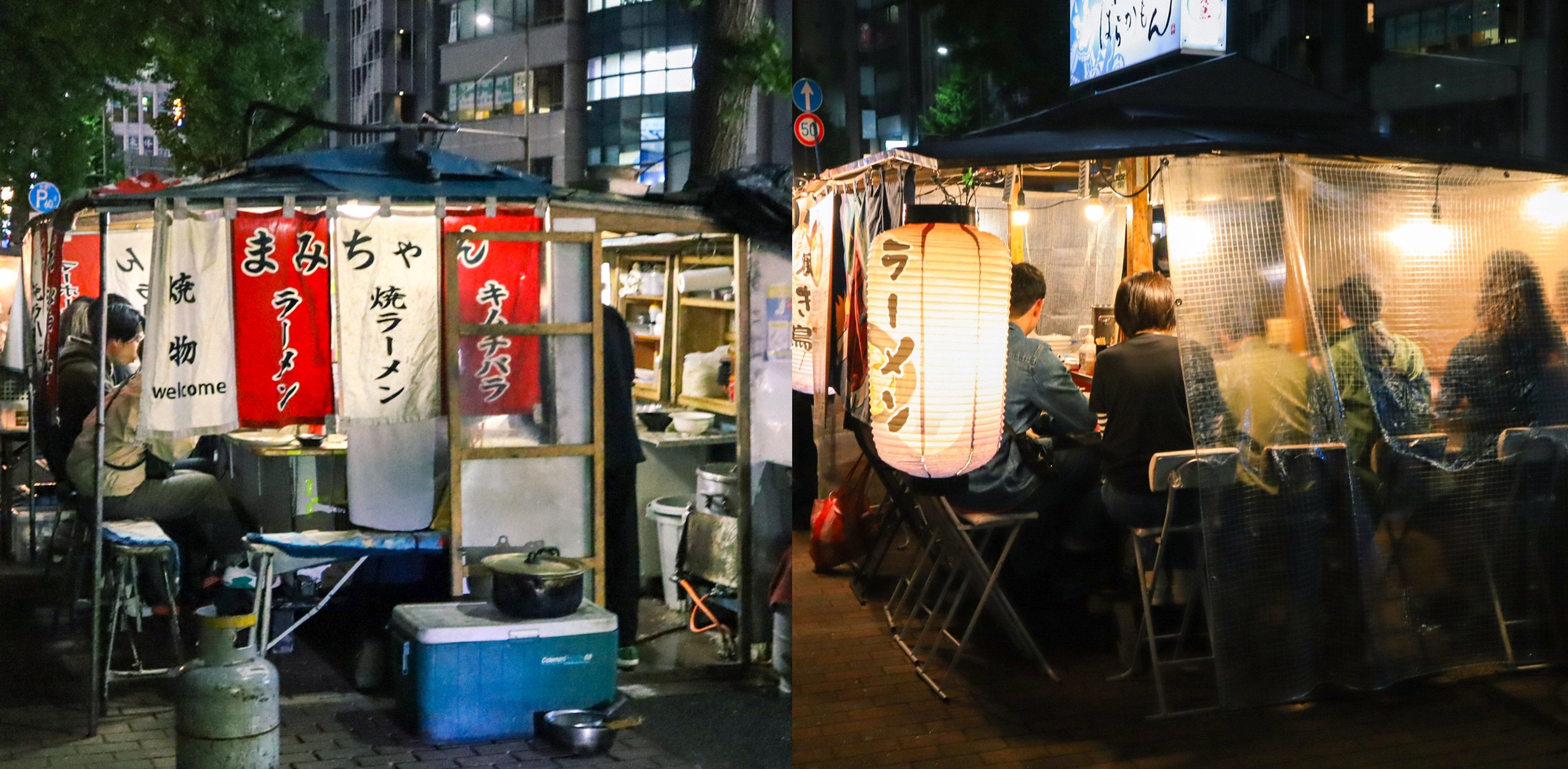 在日本福岡中洲紅燈區夜間建築門面照片檔及更多一個人照片- 一個人, 中洲地區, 九州-